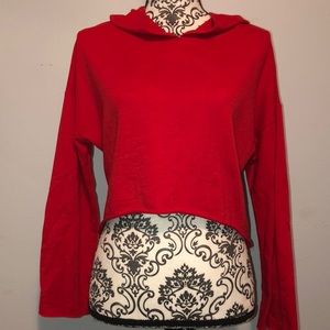 Red thin hoodie crop top